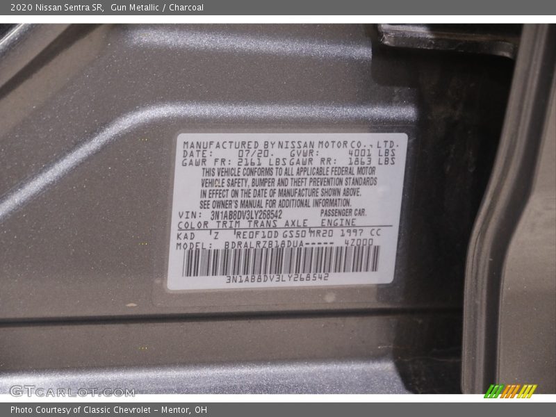 Gun Metallic / Charcoal 2020 Nissan Sentra SR
