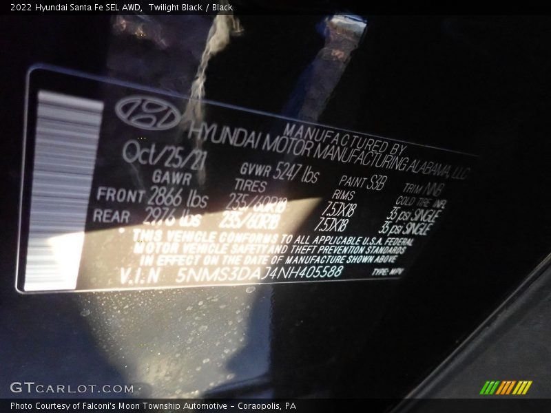 Twilight Black / Black 2022 Hyundai Santa Fe SEL AWD