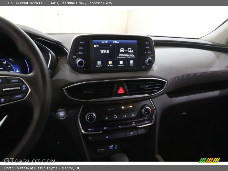 Machine Gray / Espresso/Gray 2019 Hyundai Santa Fe SEL AWD