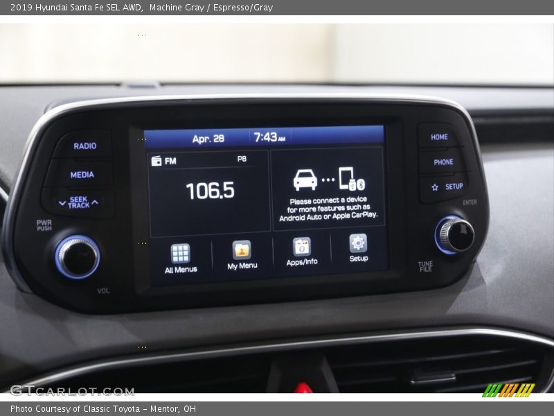 Machine Gray / Espresso/Gray 2019 Hyundai Santa Fe SEL AWD