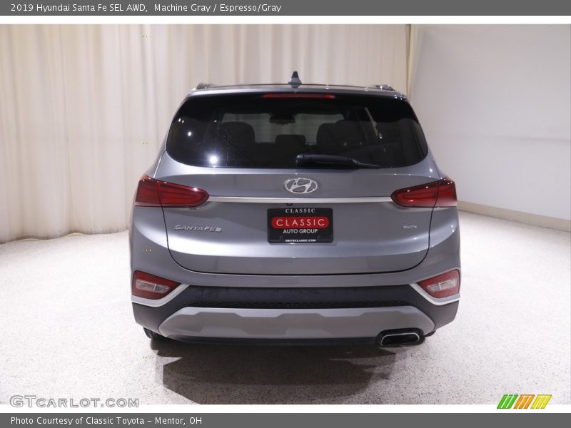 Machine Gray / Espresso/Gray 2019 Hyundai Santa Fe SEL AWD
