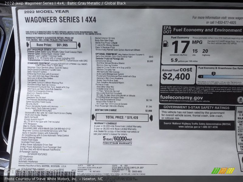 Baltic Gray Metallic / Global Black 2022 Jeep Wagoneer Series I 4x4