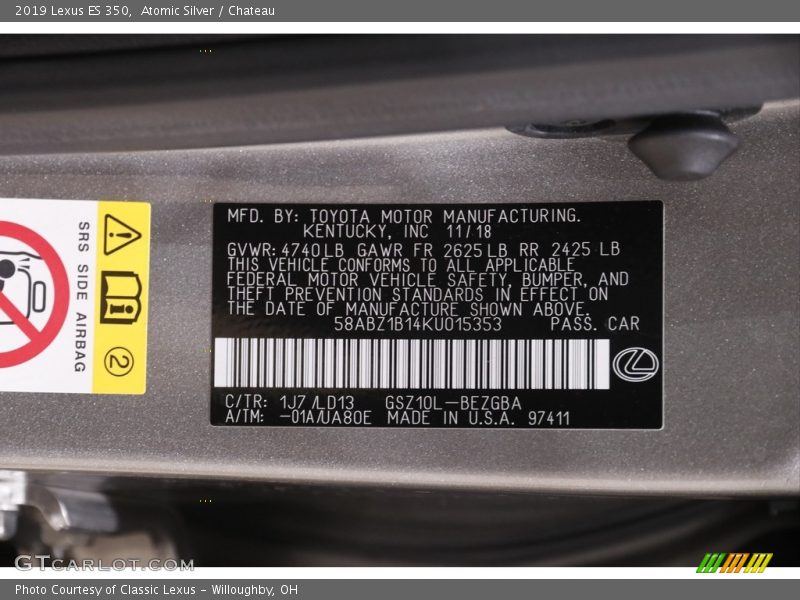 Atomic Silver / Chateau 2019 Lexus ES 350