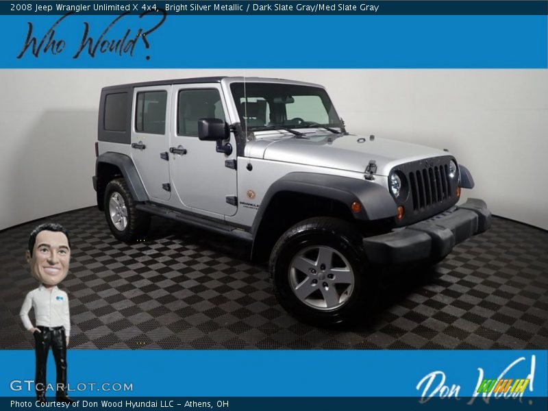 Bright Silver Metallic / Dark Slate Gray/Med Slate Gray 2008 Jeep Wrangler Unlimited X 4x4