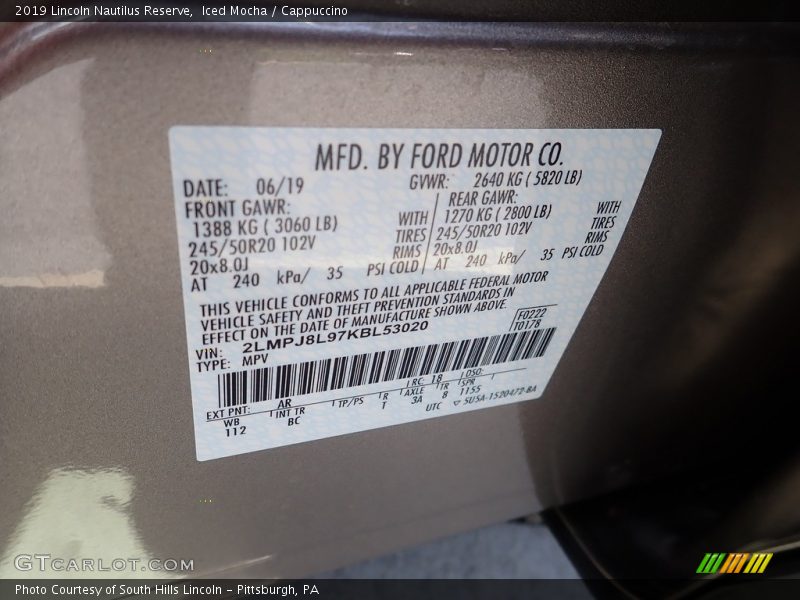 Iced Mocha / Cappuccino 2019 Lincoln Nautilus Reserve