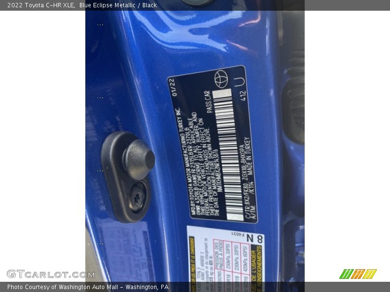 2022 C-HR XLE Blue Eclipse Metallic Color Code 8X2