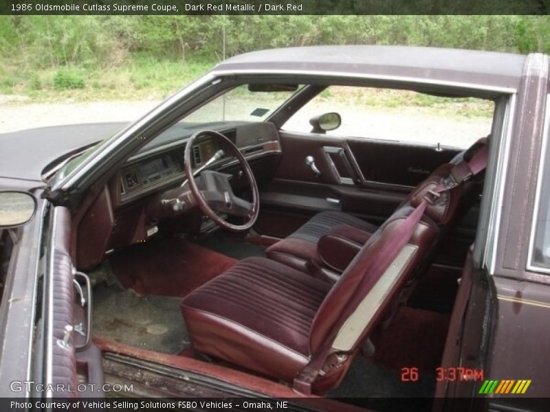 Dark Red Metallic / Dark Red 1986 Oldsmobile Cutlass Supreme Coupe