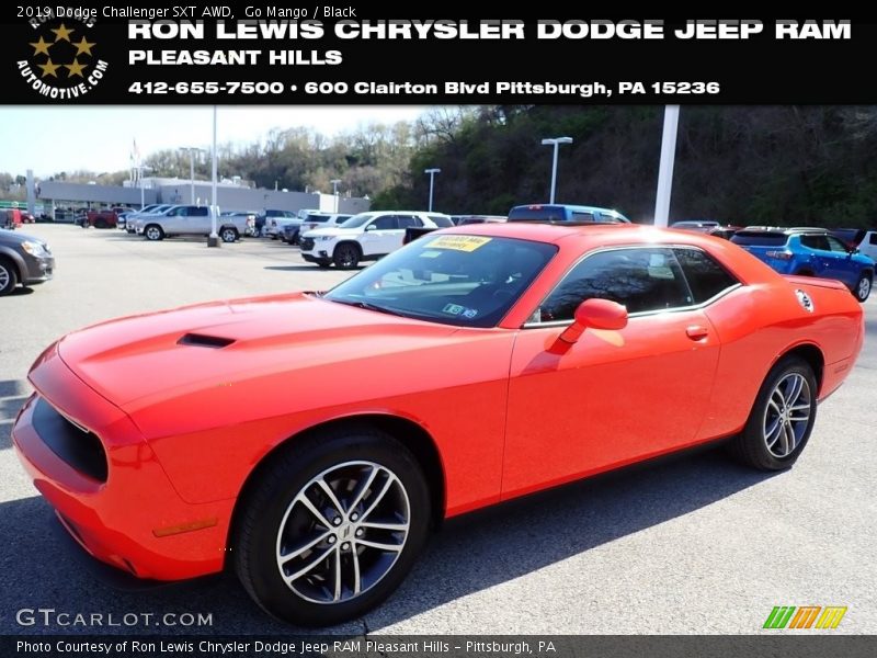 Go Mango / Black 2019 Dodge Challenger SXT AWD