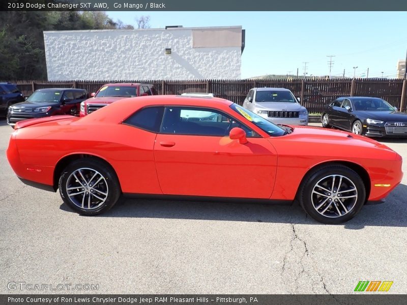 Go Mango / Black 2019 Dodge Challenger SXT AWD