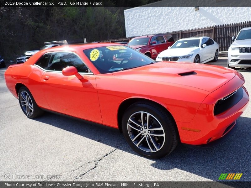 Go Mango / Black 2019 Dodge Challenger SXT AWD