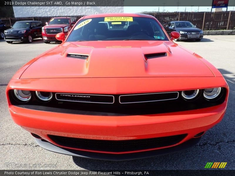 Go Mango / Black 2019 Dodge Challenger SXT AWD