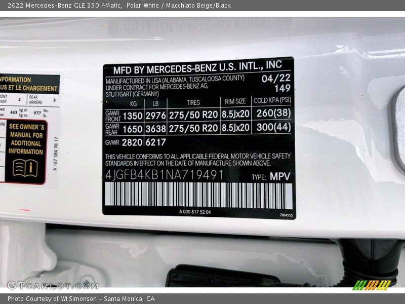 Polar White / Macchiato Beige/Black 2022 Mercedes-Benz GLE 350 4Matic