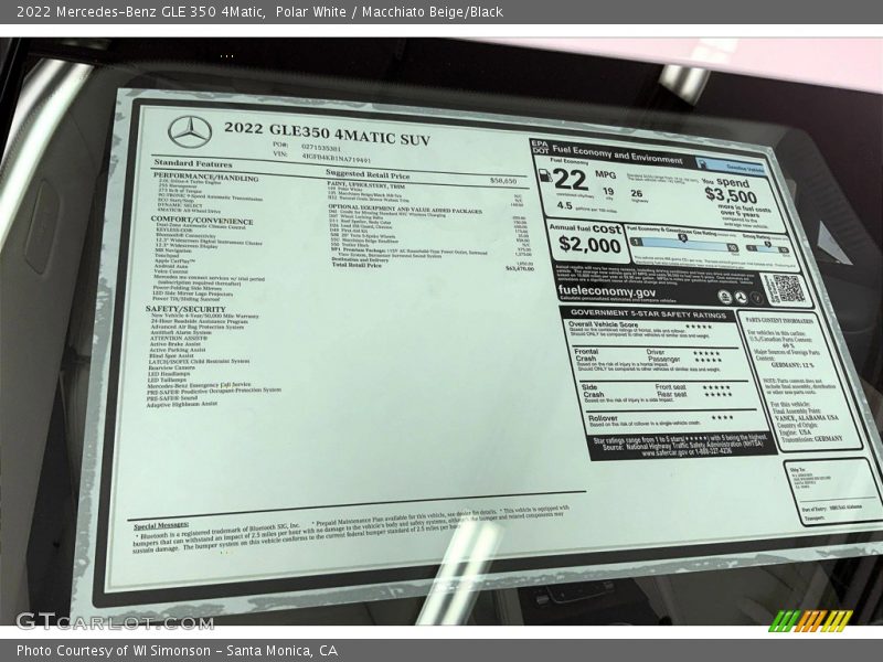 Polar White / Macchiato Beige/Black 2022 Mercedes-Benz GLE 350 4Matic