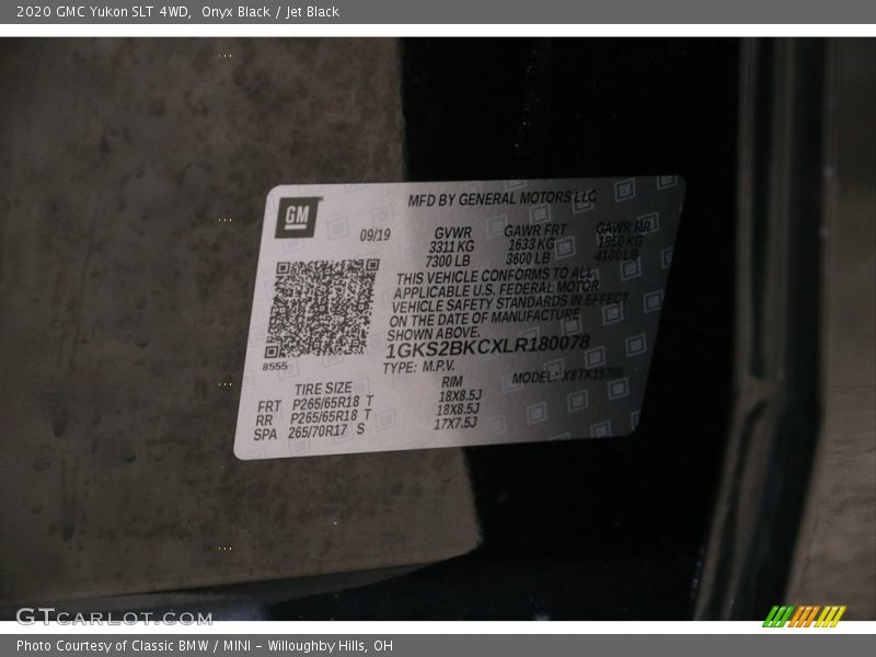 Onyx Black / Jet Black 2020 GMC Yukon SLT 4WD