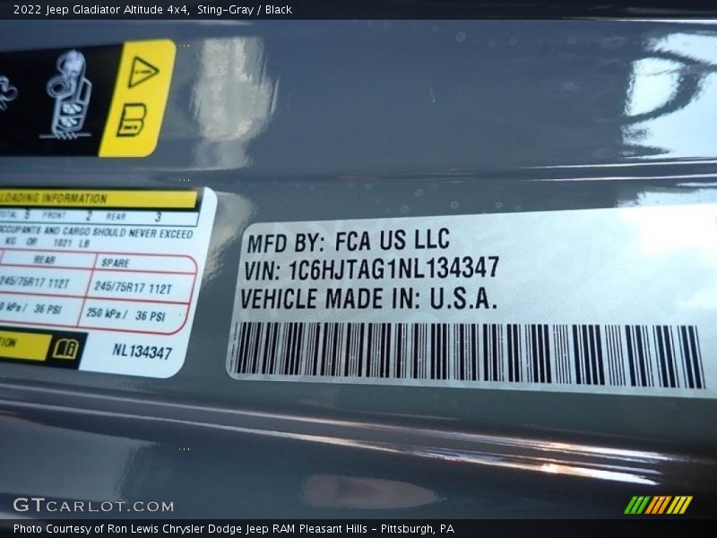 Sting-Gray / Black 2022 Jeep Gladiator Altitude 4x4