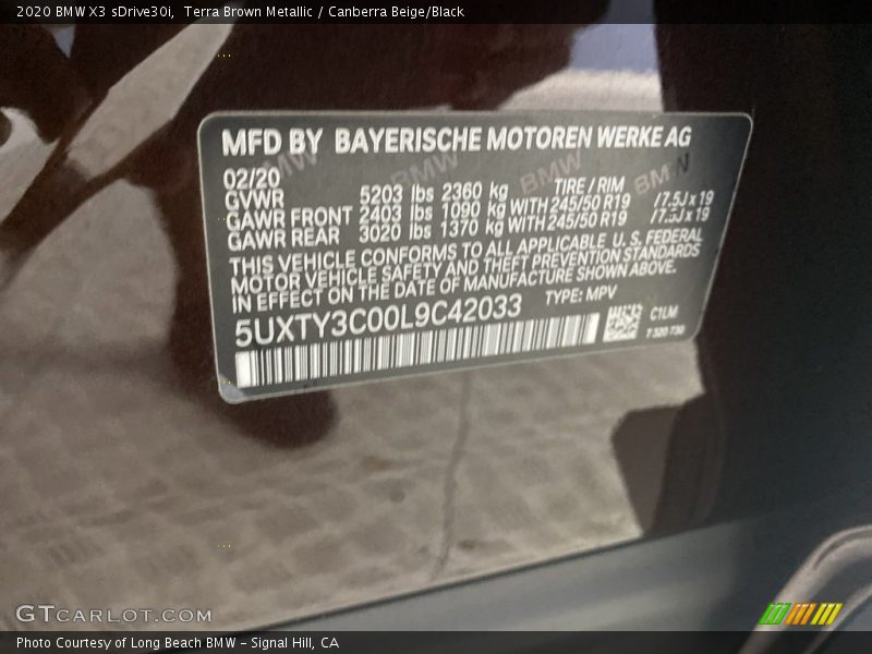 Terra Brown Metallic / Canberra Beige/Black 2020 BMW X3 sDrive30i