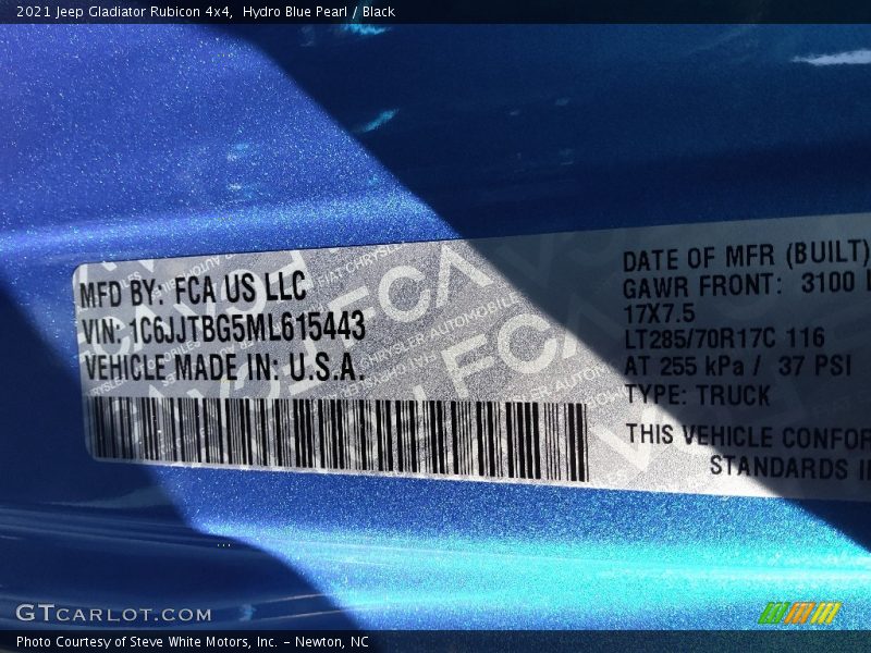 Hydro Blue Pearl / Black 2021 Jeep Gladiator Rubicon 4x4