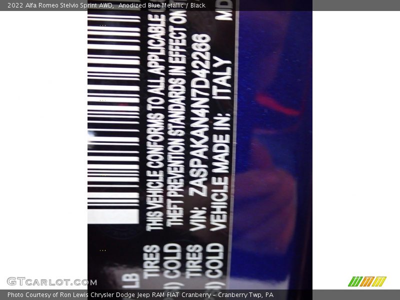 Anodized Blue Metallic / Black 2022 Alfa Romeo Stelvio Sprint AWD