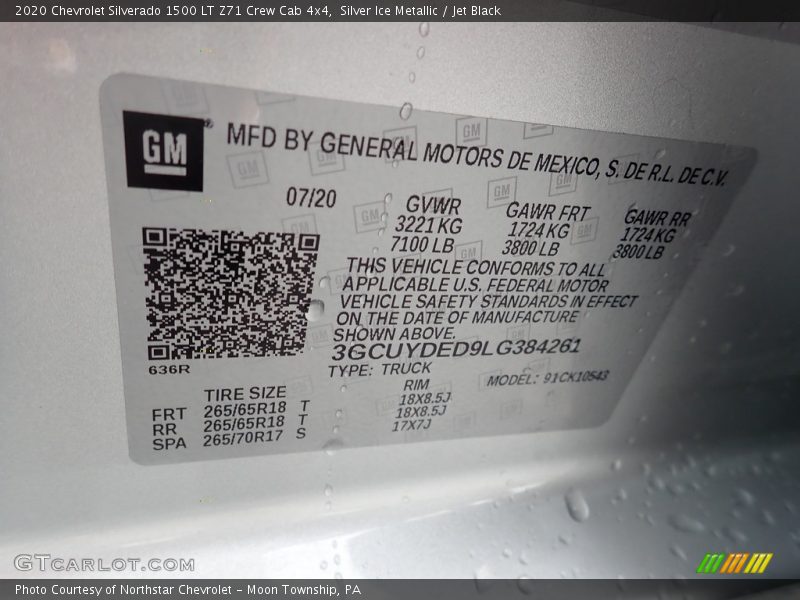 Silver Ice Metallic / Jet Black 2020 Chevrolet Silverado 1500 LT Z71 Crew Cab 4x4