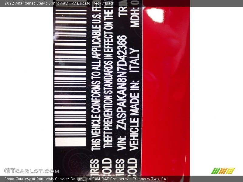 Alfa Rosso (Red) / Black 2022 Alfa Romeo Stelvio Sprint AWD