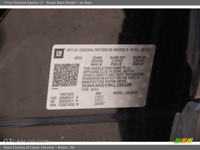 Mosaic Black Metallic / Jet Black 2019 Chevrolet Equinox LT