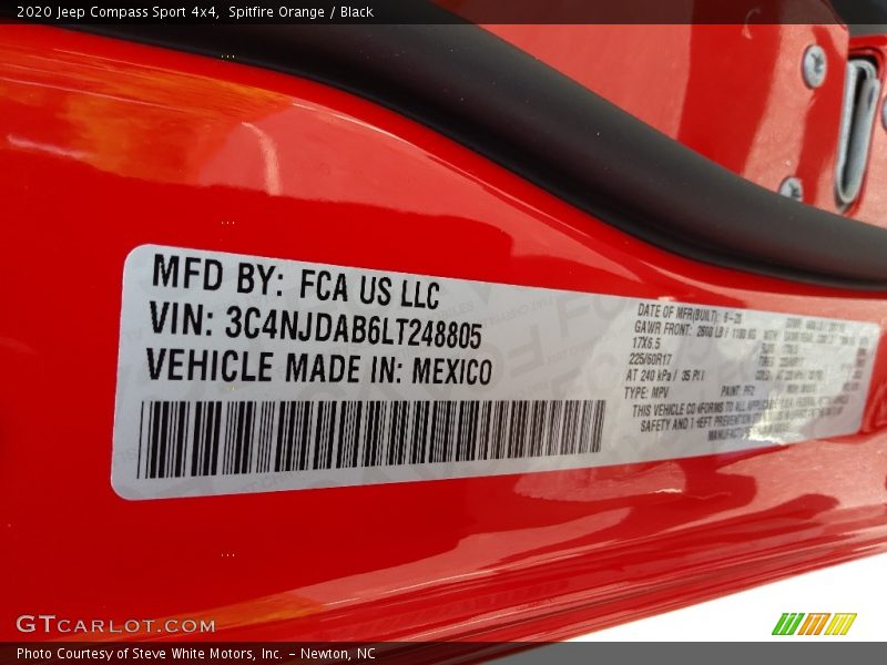 Spitfire Orange / Black 2020 Jeep Compass Sport 4x4