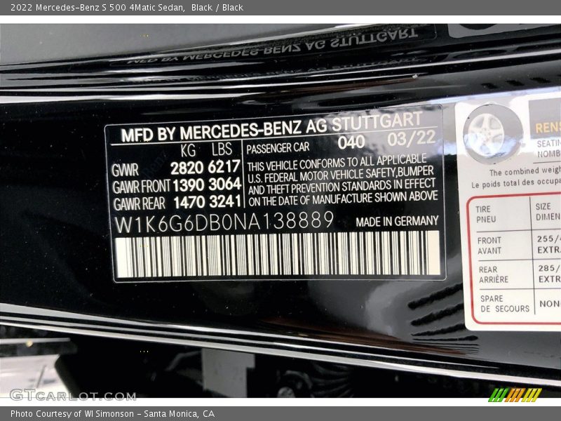 Black / Black 2022 Mercedes-Benz S 500 4Matic Sedan