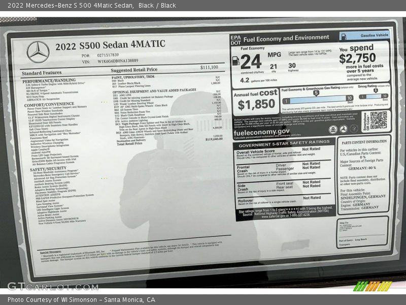 Black / Black 2022 Mercedes-Benz S 500 4Matic Sedan