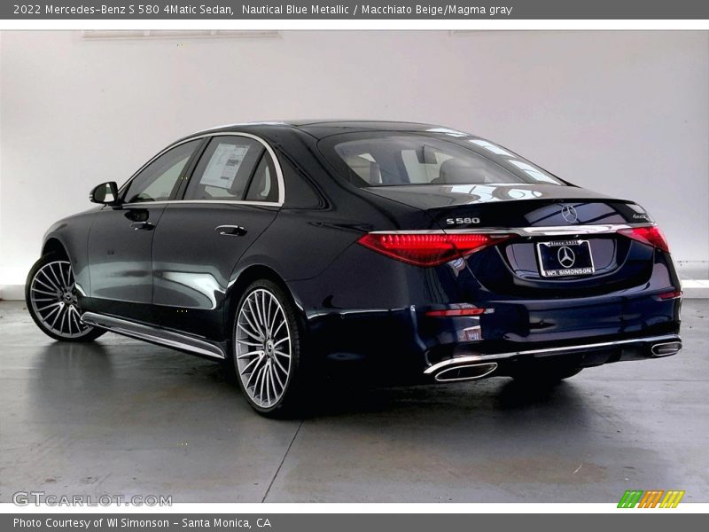 Nautical Blue Metallic / Macchiato Beige/Magma gray 2022 Mercedes-Benz S 580 4Matic Sedan