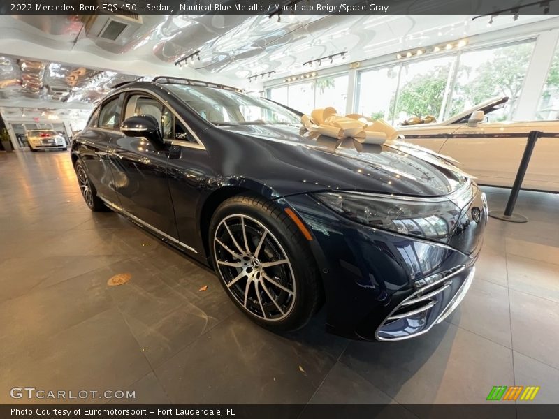 Nautical Blue Metallic / Macchiato Beige/Space Gray 2022 Mercedes-Benz EQS 450+ Sedan