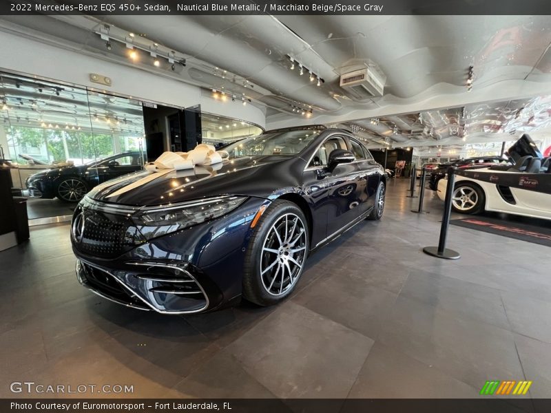 Nautical Blue Metallic / Macchiato Beige/Space Gray 2022 Mercedes-Benz EQS 450+ Sedan