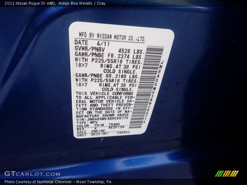 Indigo Blue Metallic / Gray 2011 Nissan Rogue SV AWD