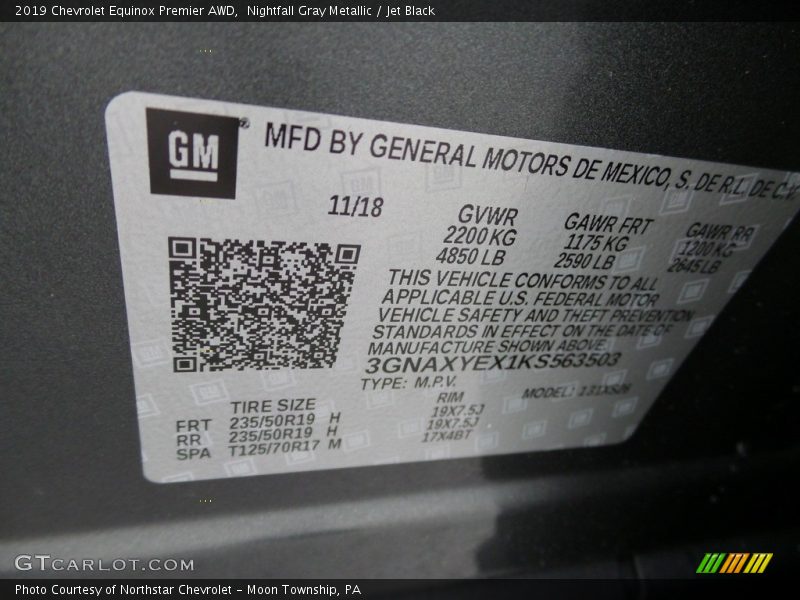 Nightfall Gray Metallic / Jet Black 2019 Chevrolet Equinox Premier AWD
