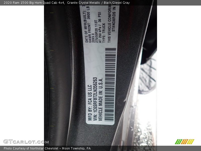 Granite Crystal Metallic / Black/Diesel Gray 2020 Ram 1500 Big Horn Quad Cab 4x4