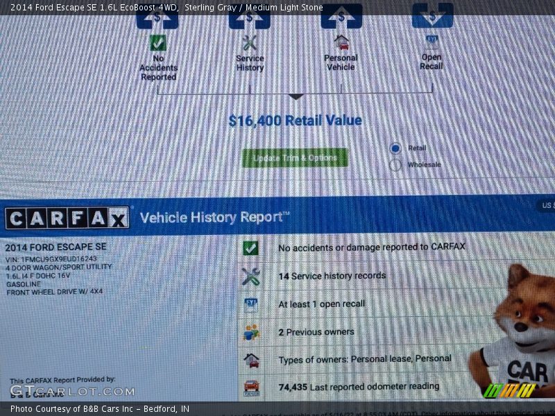 Sterling Gray / Medium Light Stone 2014 Ford Escape SE 1.6L EcoBoost 4WD