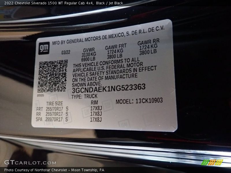 Black / Jet Black 2022 Chevrolet Silverado 1500 WT Regular Cab 4x4