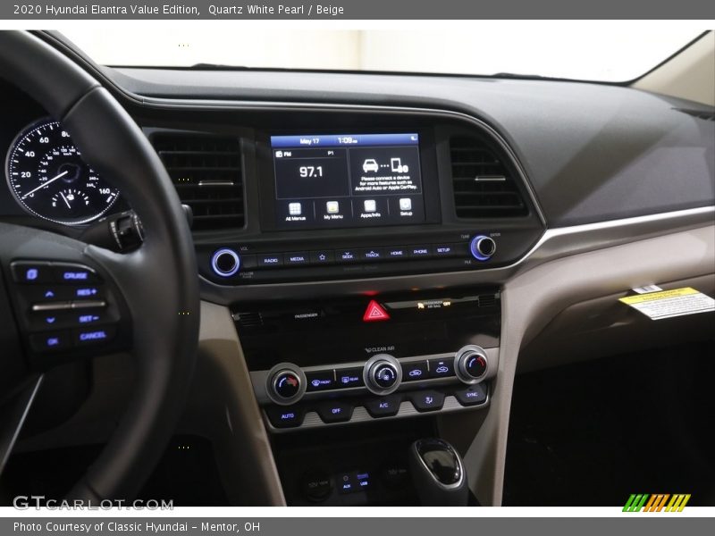Quartz White Pearl / Beige 2020 Hyundai Elantra Value Edition
