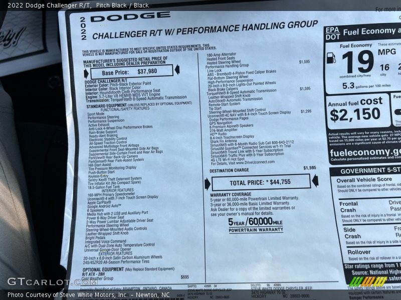 Pitch Black / Black 2022 Dodge Challenger R/T