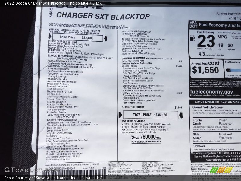 Indigo Blue / Black 2022 Dodge Charger SXT Blacktop
