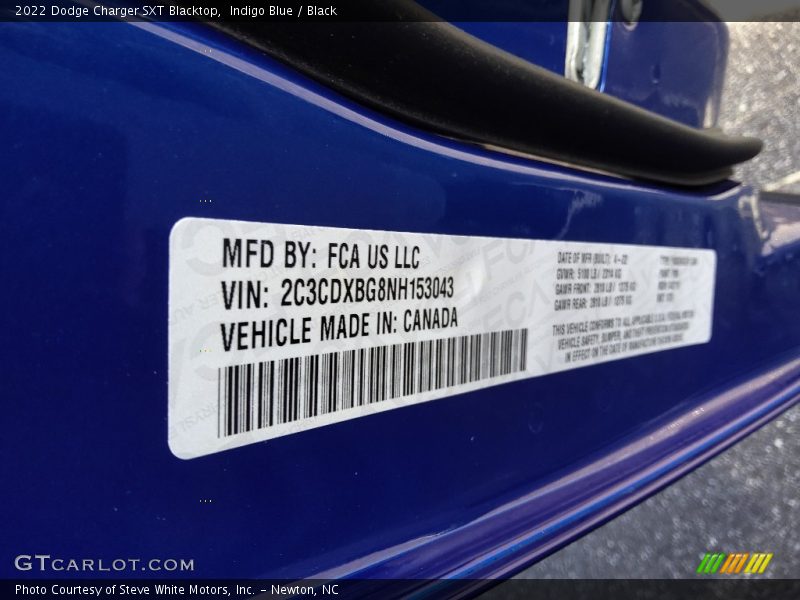 Indigo Blue / Black 2022 Dodge Charger SXT Blacktop