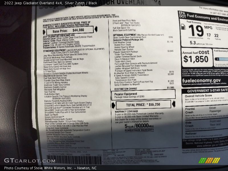 Silver Zynith / Black 2022 Jeep Gladiator Overland 4x4