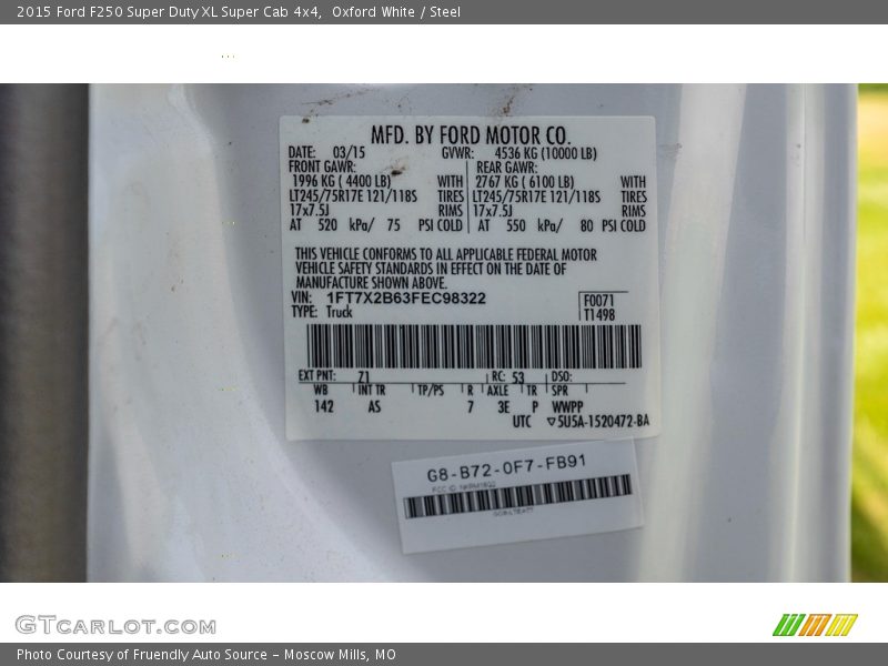 Oxford White / Steel 2015 Ford F250 Super Duty XL Super Cab 4x4