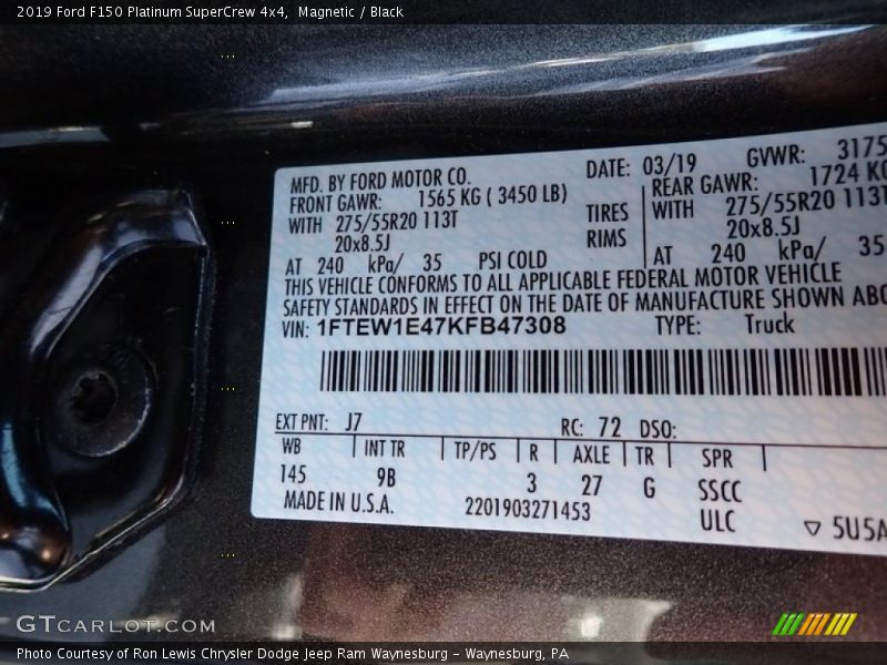 Magnetic / Black 2019 Ford F150 Platinum SuperCrew 4x4