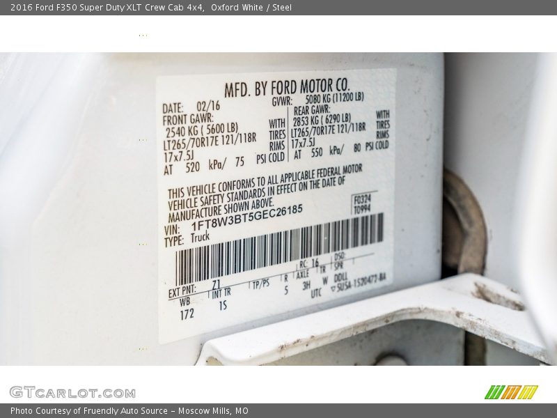 Oxford White / Steel 2016 Ford F350 Super Duty XLT Crew Cab 4x4