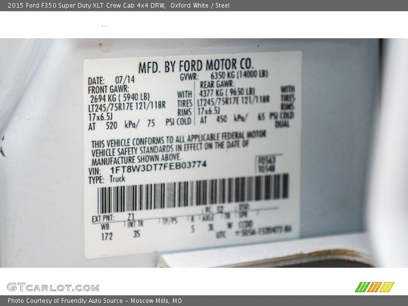 Oxford White / Steel 2015 Ford F350 Super Duty XLT Crew Cab 4x4 DRW