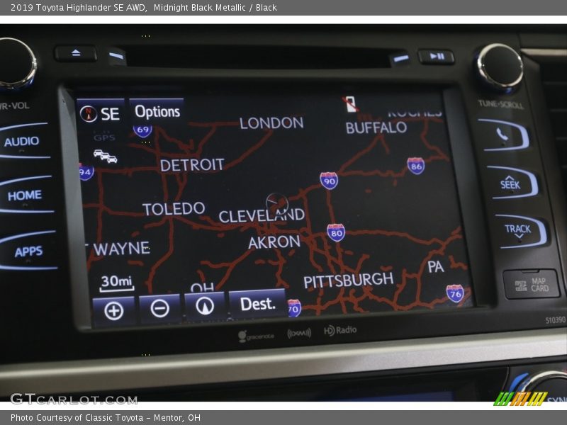 Midnight Black Metallic / Black 2019 Toyota Highlander SE AWD