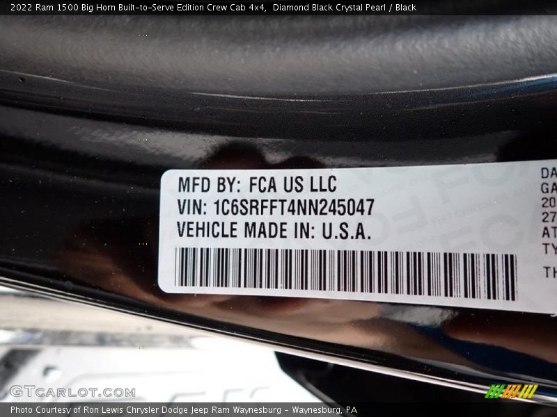 Diamond Black Crystal Pearl / Black 2022 Ram 1500 Big Horn Built-to-Serve Edition Crew Cab 4x4