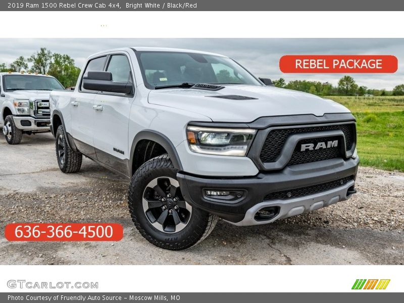 Bright White / Black/Red 2019 Ram 1500 Rebel Crew Cab 4x4