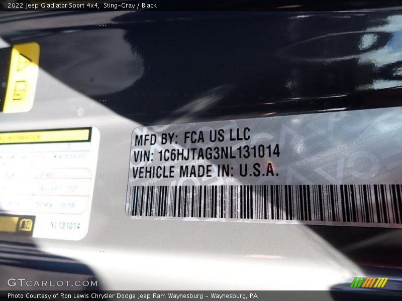 Sting-Gray / Black 2022 Jeep Gladiator Sport 4x4