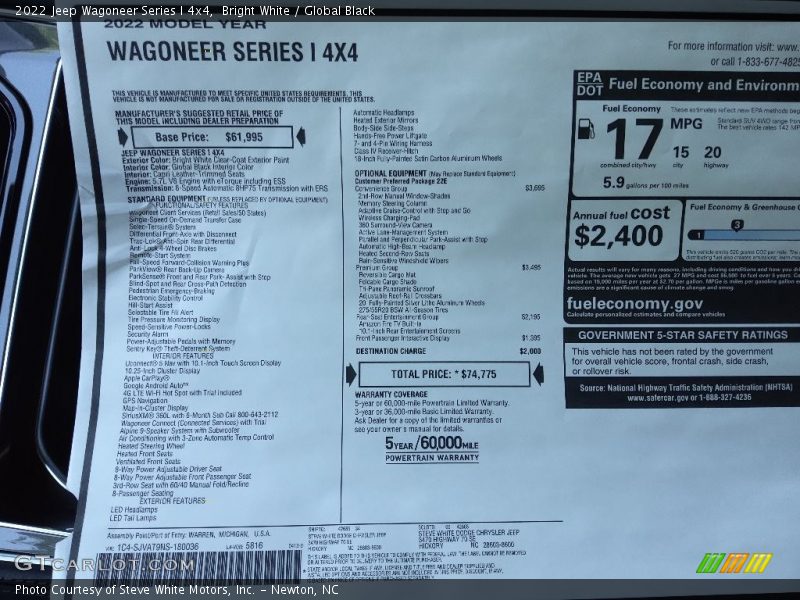 Bright White / Global Black 2022 Jeep Wagoneer Series I 4x4